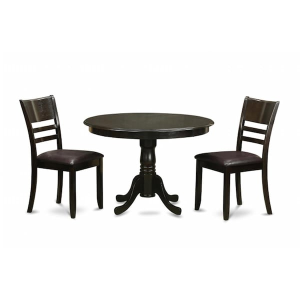 East West Furniture 3 Piece Kitchen Table Set-Round Kitchen Table and 2 Dining Chairs ANLY3-CAP-LC - main